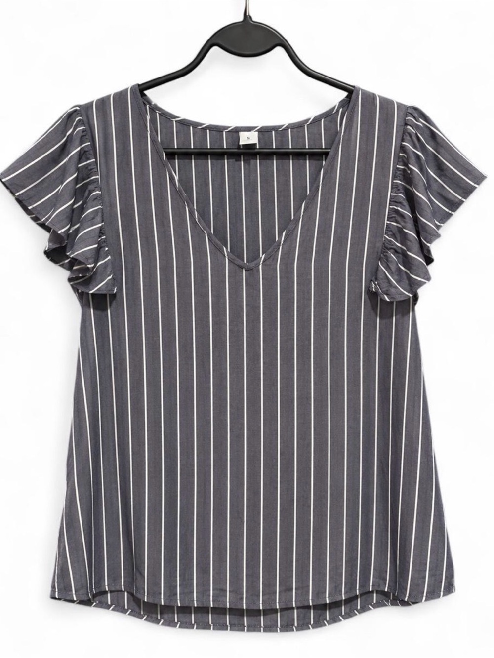 Old Navy Blue & White Striped Ruffle Sleeve Blouse Size M